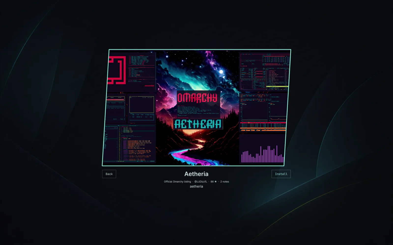 Omarchy Theme Manager showing a full-screen grid of installable themes